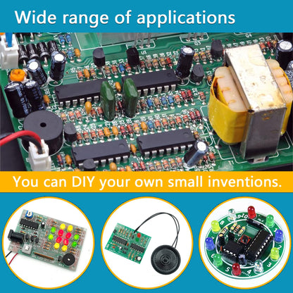 IC chips kit Minidodoca 173 pcs 20 Values Chip Assortment Set+12 pcs Sockets;Integrated Circuits op amp kit 555 Timer IC Included NE555,LM358, LM324, LM393, LM339, NE5532, LM386,UA741,IC Plier etc