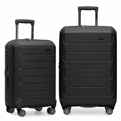 Traveler's Choice Pagosa Indestructible Hardshell Expandable Spinner Luggage, Black, 2 Piece Set