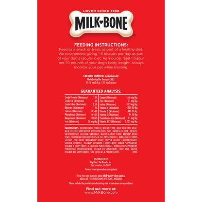 Milk-Bone Original Dog Treats for Large Dogs, 4 Pound (Pack of 2), Crunchy Biscuit Helps Clean Teeth