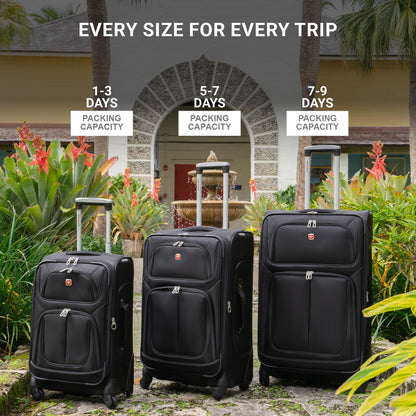 SwissGear Sion Softside Expandable Luggage, Blue, 3-Piece Set (21/25/29)