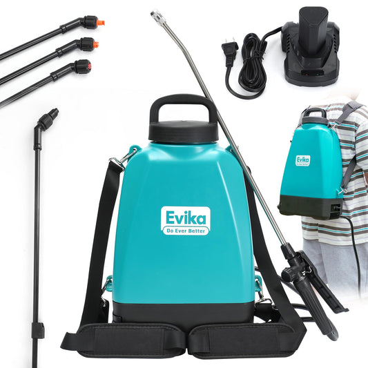2 Gallon Backpack Electric Sprayer, Pressure Sprayer with 5 Nozzles, Professional Battery Powered Sprayer for Weed, Sterilisation, Garden and Yard, 2 Wands for Pros Removing, Degreasing or Cleaning
