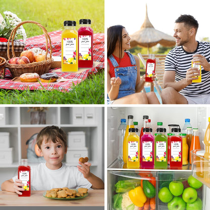 Moretoes 40pcs 12oz Empty Plastic Juice Bottles with Caps, Bulk Clear Beverage Containers for Juicing Drinking Milkshake Tea and Other Beverages