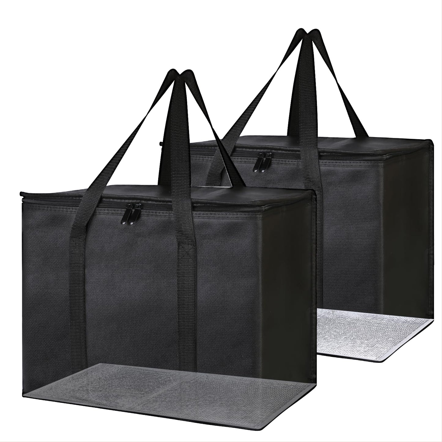 Bodaon 2-Pack Insulated Food Delivery Bag With Hard Bottom, XL Cooler Bags, grocery bags Cold/Hot Styrofoam Carrier for Doordash/Travel/Shopping/Catering/Car, Dashers Door Dash Accessories