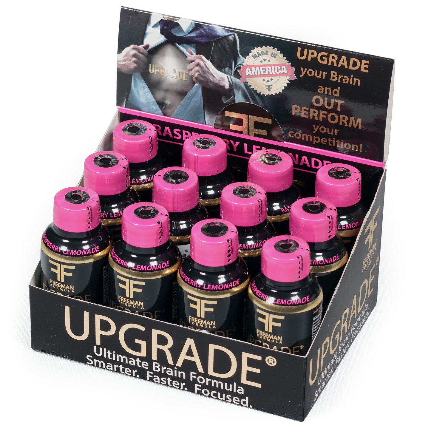 Upgrade Brain Supplement - Enhances Memory, Concentration, Focus & Clarity - Proprietary Blend of AAKG with Beta Alanine, Alpha GPC, Green Tea & Ginkgo Biloba-2 Fl oz (12 Pack)