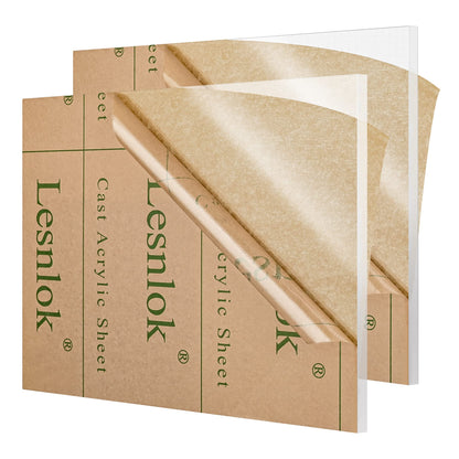 Lesnlok 2 Pack 20"x 24" Clear Plexiglass Sheet 1/4 Acrylic Sheet 6mm Thick Use for Craft Projects,Signs,Sneeze Guard and More