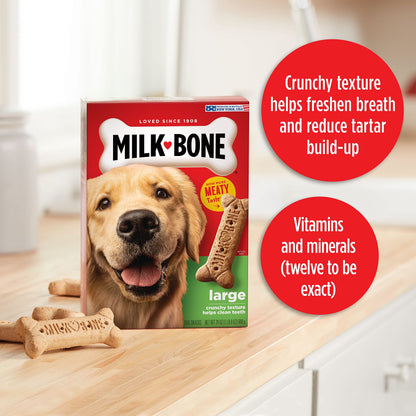 Milk-Bone Original Dog Treats for Large Dogs, 4 Pound (Pack of 2), Crunchy Biscuit Helps Clean Teeth