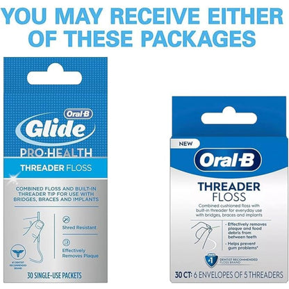 Glide Threader Floss, 30 Single-Use Packets each (Value Pack of 10)