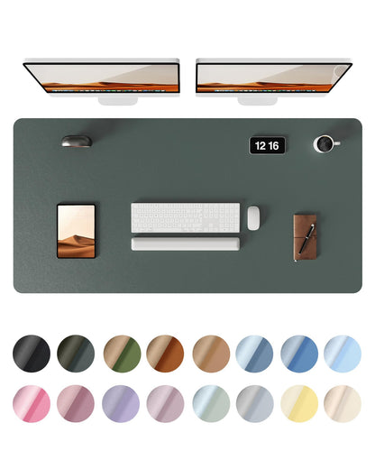 YSAGi Leather Desk Protector, Office Mat, Large Mouse Mat, Non-Slip PU Leather Blotter, Laptop Desk Pad, Waterproof Writing Pad for Office and Home (Dark Green, 47.2" x 23.6")