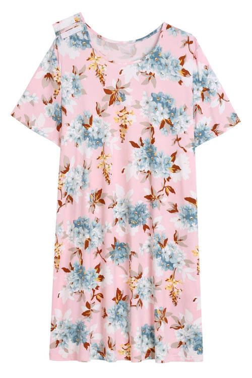 AVIIER Hospital Gowns for Women Open Back Adaptive Clothing Nightgowns Post Shoulder Surgery Dress Pink Floral XL