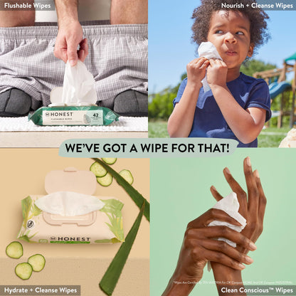 The Honest Company Clean Conscious Multi-Use Wipes | Hypoallergenic + Unscented for Sensitive Skin | Over 99% Water, Compostable, Plant Based, Baby Wipes | Rose Blossom, 288 Count
