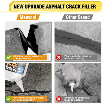 Asphalt Crack Filler, High Elasticity Asphalt Driveway Crack Filler, Self Leveling Asphalt Sealant for Filling in Cracks on Driveway and Road, Blacktop Concrete Joint Filler 17.6 Floz