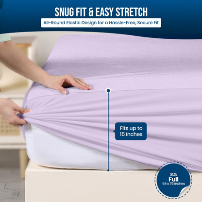 Utopia Bedding Waterproof Mattress Protector Full Size, Premium Terry Mattress Cover 200 GSM, Breathable, Fitted Style with Stretchable Pockets (Lavender)