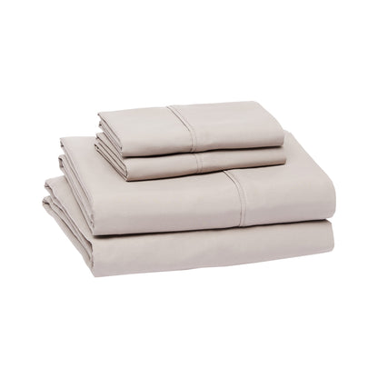 Amazon Basics Lightweight Super Soft Easy Care Wrinkle Free Breathable Microfiber 4 Piece Bed Sheet Set with 14-Inch Deep Pockets, King, Taupe, Solid