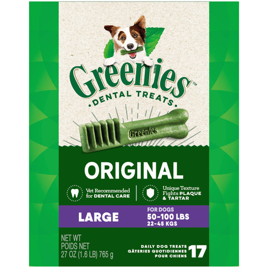 Greenies Original Large Dental Dog Treats, 27 oz. Pack (17 Treats)