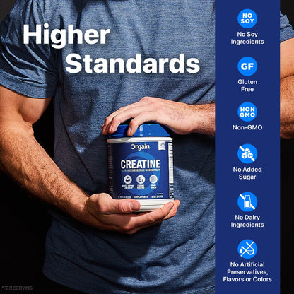 Orgain Creatine Monohydrate Micronized Powder, Unflavored, Supports Muscle Growth, Post Workout Recovery and Brain Health, No Artificial Additives, for Men & Women, 100 Servings