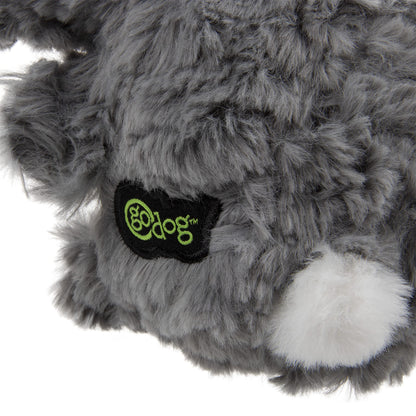 goDog PlayClean Rabbit Squeaky Plush Dog Toy with Odor-Eliminating Essential Oils, Chew Guard Technology - Gray, Large