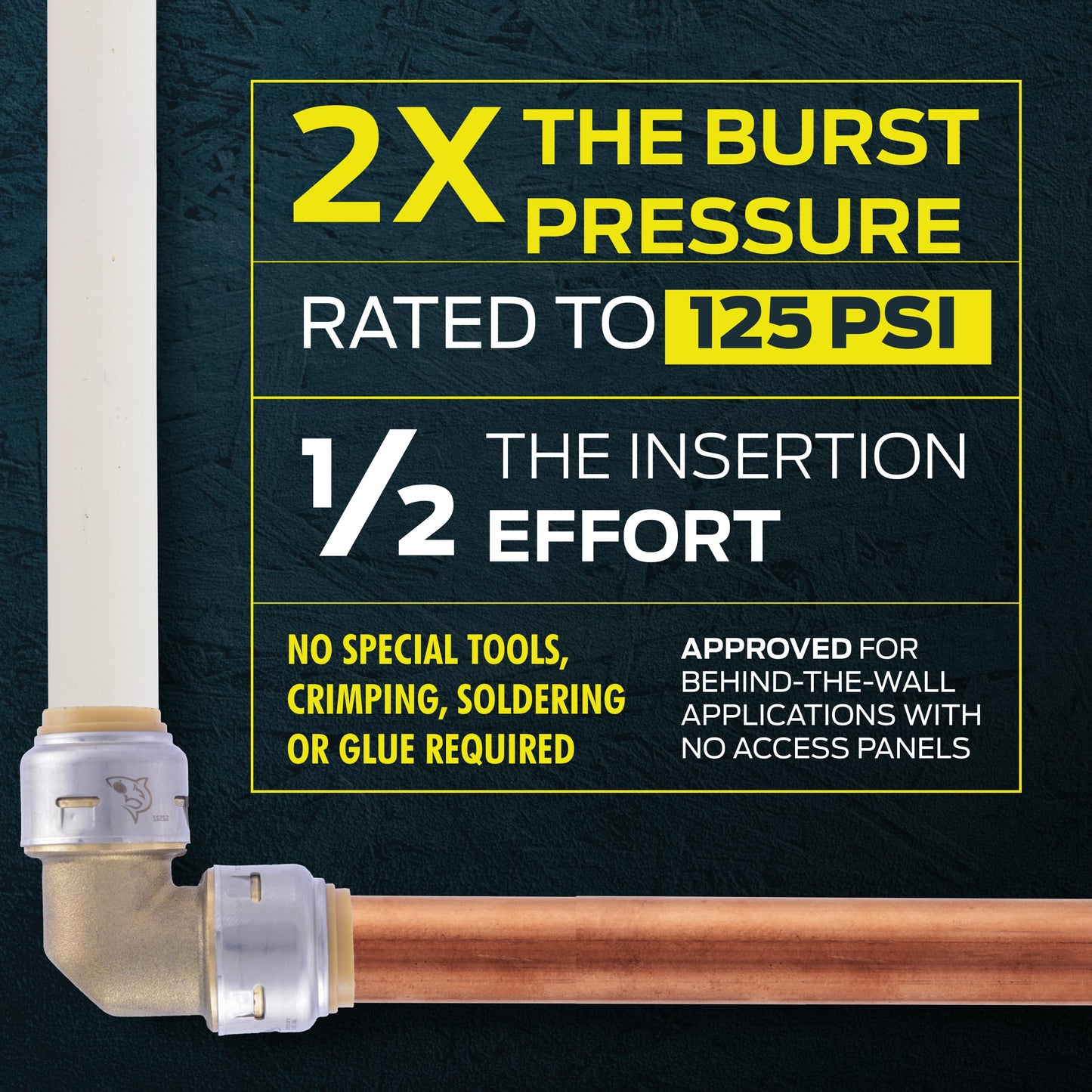 SharkBite Max 1/2 x 1/2 x 1/4 Inch Compression Tee Stop Valve, Push to Connect Brass Plumbing Fitting, PEX Pipe, Copper, CPVC, PE-RT, HDPE, UR24983A