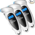 JUSTTOP 3 Pack Digital Tire Pressure Gauge, 150PSI 4 Setting for Cars, Trucks and Bicycles, Backlit LCD and Anti-Skid Grip for Easy and Accurate Reading(Silver)