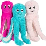 Best Pet Supplies OctoMutant Crinkle Plush Dog Toys for Interactive Play, Puppy and Senior Indoor Play, Soft Head Stuffing, Cute and Cuddly - Bundle (Fuchsia, Purple, Turquoise)