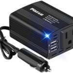 150W Power Inverter 12V DC to 110V AC Car Plug Adapter Outlet Converter with 3.1A Dual USB AC car Charger for Laptop Computer Black
