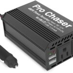 Pro Chaser 400W Power Inverter - 12V DC to 110V AC Car Truck RV Inverter 6.2A Dual USB Charging Ports for Road Trips (Black)
