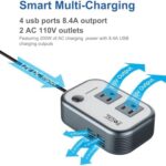FOVAL 200W Car Power Inverter, 12V DC to 110V AC Car Converter with 4 USB Ports Car Laptop Charger, Car Adapter for Plug Outlet - Image 4