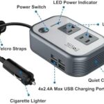 FOVAL 200W Car Power Inverter, 12V DC to 110V AC Car Converter with 4 USB Ports Car Laptop Charger, Car Adapter for Plug Outlet - Image 2