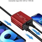 FOVAL 150W Car Power Inverter 12V DC to 110V AC Converter Vehicle Adapter Plug Outlet with 3.1A Dual USB Car Charger for Laptop Computer (Classic Red) - Image 2