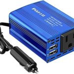 150W Car Power Inverter DC 12V to 110V AC Converter with 3.1A Dual USB Power inverters for Vehicles,Road Trip Essentials Camping Accessories Blue