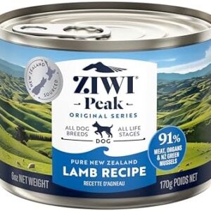 Ziwi Peak Canned Wet Dog Food – All Natural, High Protein, Grain Free, Limited Ingredient, with Superfoods (Lamb, Case of 12, 6oz Cans)