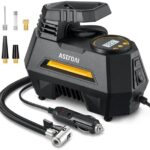 AstroAI Tire Inflator Portable Air Compressor Tire Air Pump for Car Tires - Car Accessories, 12V DC Auto Pump with Digital Pressure Gauge, Emergency LED Light for Bicycle, Balloons, Yellow