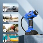 AstroAI Cordless Tire Inflator Air Compressor 20V Rechargeable Battery Powered 160PSI Portable Handheld Air Pump with 12V Car Power Adapter Digital Pressure Gauge for Cars Motorcycles Blue - Image 7