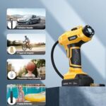 AstroAI Cordless Tire Inflator Air Compressor 20V Rechargeable Battery Powered 160PSI Portable Air Pump with 12V Car Power Adapter Digital Pressure Gauge for Cars Motorcycles JY16P160-18（C2）Yellow - Image 7