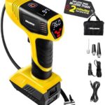 Bullseye Pro Tire Inflator Portable Air Compressor, Car Tire Inflator Portable, Portable Air Pump for Car Tires - 150PSI, 12V DC 1500 mAhs with Tire Pressure Gauge, Rechargeable As Seen On TV(Yellow)