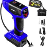 Bullseye Pro Tire Inflator Portable Air Compressor, Car Tire Inflator Portable, Portable Air Pump for Car Tires - 150PSI, 12V DC 1500 mAhs with Tire Pressure Gauge, Rechargeable As Seen On TV(Blue)