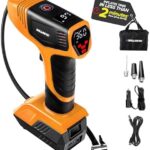 Bullseye Pro Tire Inflator Portable Air Compressor, Car Tire Inflator Portable, Portable Air Pump for Car Tires - 150PSI, 12V DC 1500 mAhs with Tire Pressure Gauge, Rechargeable As Seen On TV(Orange)