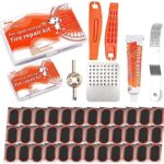 Bike Inner Tire Patch Repair Kit - with 36 Pcs Vulcanizing Patches, Bicycle Tire Repair Kit with Portable Storage Box, Repair Tools, Metal Rasp and Lever for Mountain Bicycle,Scooter and Motor