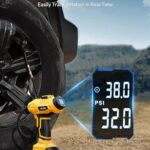 AstroAI Cordless Tire Inflator Air Compressor 20V Rechargeable Battery Powered 160PSI Portable Air Pump with 12V Car Power Adapter Digital Pressure Gauge for Cars Motorcycles JY16P160-18（C2）Yellow - Image 4