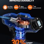 AstroAI Cordless Tire Inflator Air Compressor 20V Rechargeable Battery Powered 160PSI Portable Handheld Air Pump with 12V Car Power Adapter Digital Pressure Gauge for Cars Motorcycles Blue - Image 3