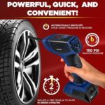Bullseye Pro Tire Inflator Portable Air Compressor, Car Tire Inflator Portable, Portable Air Pump for Car Tires - 150PSI, 12V DC 1500 mAhs with Tire Pressure Gauge, Rechargeable As Seen On TV(Blue) - Image 2