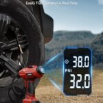 AstroAI Cordless Tire Inflator Air Compressor 20V Rechargeable Battery Powered 160PSI Portable Air Pump with 12V Car Power Adapter Digital Pressure Gauge for Cars Motorcycles JY16P160-18（C2）Red - Image 4