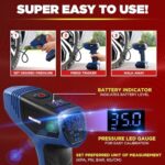 Bullseye Pro Tire Inflator Portable Air Compressor, Car Tire Inflator Portable, Portable Air Pump for Car Tires - 150PSI, 12V DC 1500 mAhs with Tire Pressure Gauge, Rechargeable As Seen On TV(Blue) - Image 4