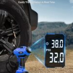 AstroAI Cordless Tire Inflator Air Compressor 20V Rechargeable Battery Powered 160PSI Portable Handheld Air Pump with 12V Car Power Adapter Digital Pressure Gauge for Cars Motorcycles Blue - Image 4