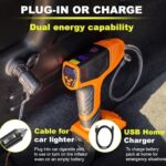 Bullseye Pro Tire Inflator Portable Air Compressor, Car Tire Inflator Portable, Portable Air Pump for Car Tires - 150PSI, 12V DC 1500 mAhs with Tire Pressure Gauge, Rechargeable As Seen On TV(Orange) - Image 3