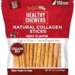 | Healthy Chewers | Natural Collagen and Beef Sticks for Dogs | 100 Count | High Protein and Limited Ingredient Dog Chews