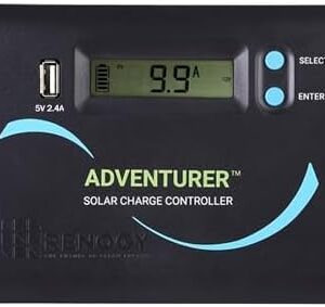 Renogy 30A 12V/24V PWM Solar Charge Controller with LCD Display Flush Mount Design Negative Ground, Compatible with Sealed, Gel, Flooded and Lithium Batteries, Adventurer 30A,black