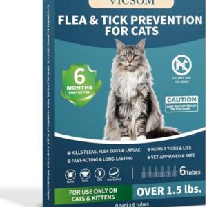 Flea Treatment for Cat Flea and Tick Prevention for Cats Kitten, 6-Month Supply, Cat Flea Treatment & Control, Repellent, Fast Acting Topical Drops for Cats, Over 1.5 lbs, 24-Hour Protect