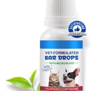 Cat & Dog Ear Infection Treatment Drops - with 1% Hydrocortisone for Dog Yeast Ear Infections - Cat & Dog Ear Cleaner for Itchy Ear Relief-Treats Ear Infections - Prevents Inflammation-2fl oz