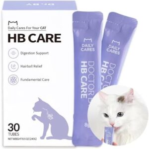 Dr.by HB Care Hairball Supplement for Cats– Korean Made Hairball Relief Furball Control Remedy & Digestive Support Supplements with Omega-3, Chitosan-30 Individuallly Packaged (1 Pack, 30 Count)