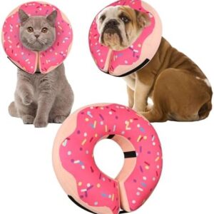Inflatable Cone Collar for Large Medium Small Dogs, Soft Adjustable Recovery Collar for Dogs Cats,Dog Cone Neck Donut Alternative After Surgery(Pink,Medium+